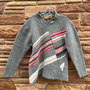 Akademiks Women Vintage Gray V-Neck Sweater SZ Large Athletic Sweatshirt Hoodie